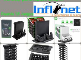 ESTACION DE CARGA Y VENTILADOR PARA CONSOLA XBOX ONE X Y CONTROLES SOPORTE 18 JUEGOS HS-XX003