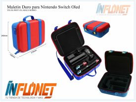 Maletin Duro Grande de EVA Compatible para NINTENDO SWITCH Mario Bros Azul/Rojo HS-SW804