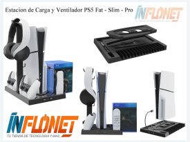 Estacion de Carga con Ventilador PS5 Fat - Slim - Pro HS-P5S026