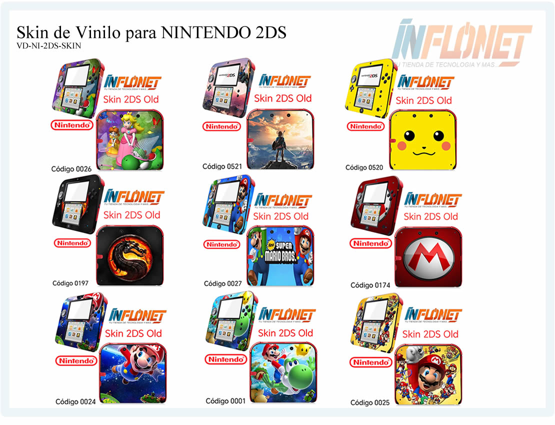 Skin o Calcomania de Vinilo Compatible para Nintendo 2DS