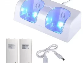 Estacion de Carga con 2 Baterias Control Nintendo Wii HS-WII008 2800mah Blanco