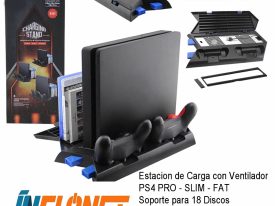 Estación de Carga con Ventilador PS4 Pro- Slim - Fat HS-PS4141 Soporte 18 Juegos