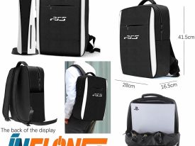Mochila de Transporte para Espalda PS5 Fat- Slim - Pro color Negro/Blanco HS-PS5814