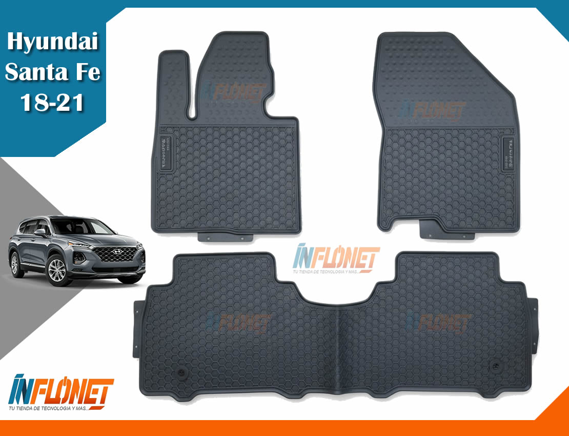 ALFOMBRAS DE HULE HYUNDAI SANTA FE 2018 A 2021 LETRA GRIS