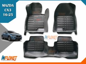 Alfombras de bandeja 5D Mazda CX3 modelos 2016 a 2025 material TPE de Inflonet