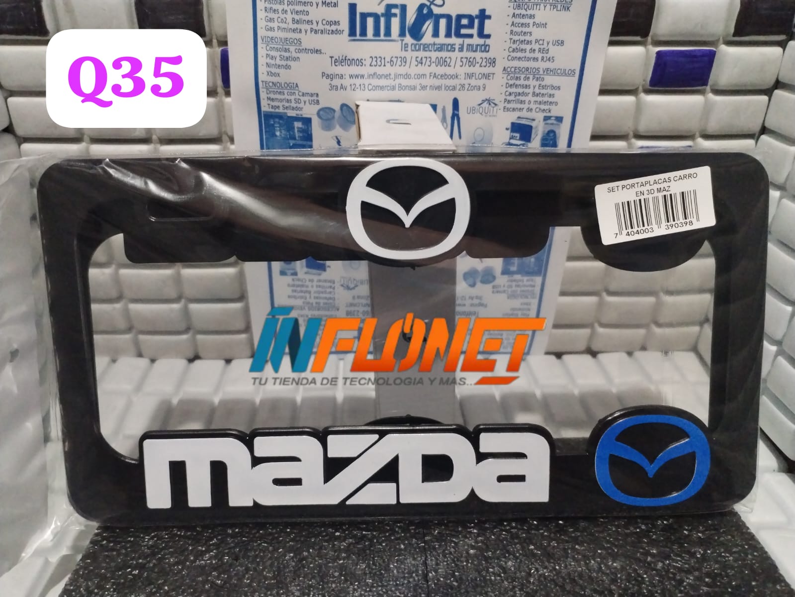 Par de portaplacas 3d carros mazda con logotipos oficiales Inflonet Guatemala