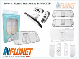 Protector Plastico Transparente 3 en 1 compatible para Nintendo SWITCH Oled