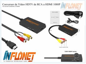 Conversor de Video HDTV de RCA a HDMI 1080P para Consolas o DVD con cable HDMI
