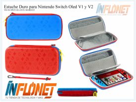 Estuche Duro con Zipper COMPRATIBLE Nintendo Switch Oled Mario 35TH Azul-Rojo HS-SW808