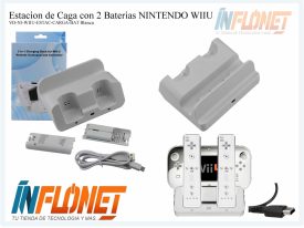 Estacion de Caga con 2 Baterias compatible para NINTENDO WII U BLANCA
