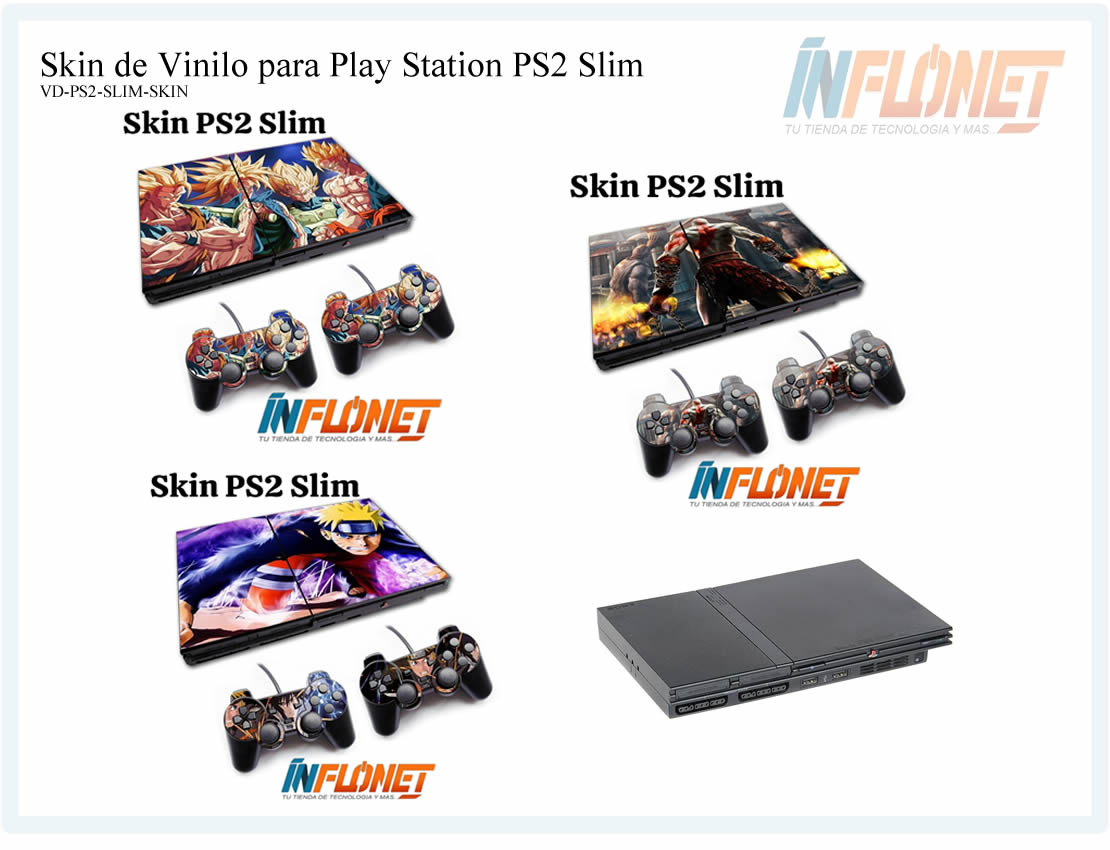 Skin o Calcomania de Vinilo Compatible con Play Station PS2 Slim