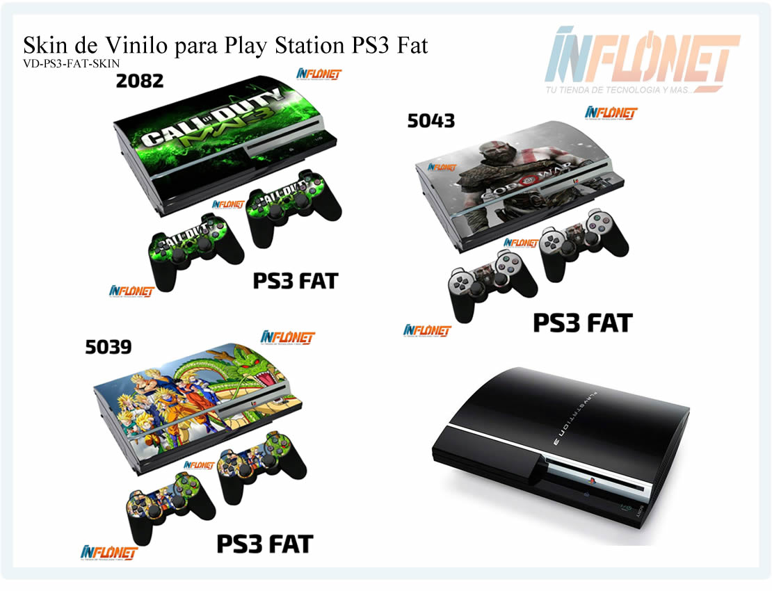 Skin o Calcomania de Vinilo Compatible con PS3 FAT