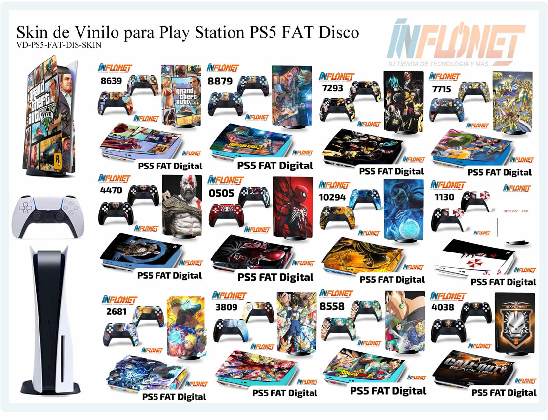 Skin o Calcomania de Vinilo Compatible con Play Station PS5 Fat Version Disco