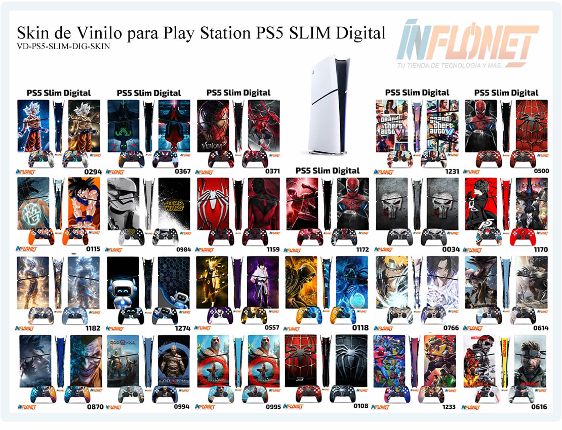 Skin o Calcomania de Vinilo Compatible con Play Station PS5 Slim Digital