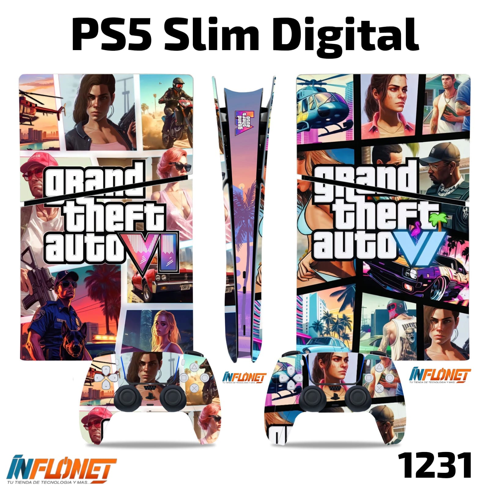 Skin o Calcomania de Vinilo Compatible con Play Station PS5 Slim Digital - Image 19