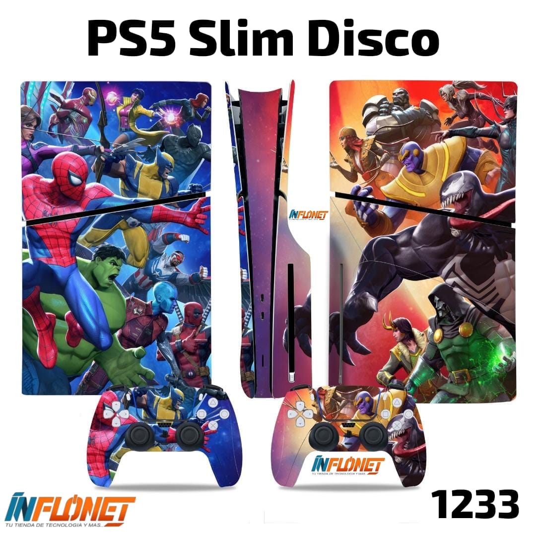 Skin o Calcomania de Vinilo Compatible con Play Station PS5 Slim Disco - Image 4