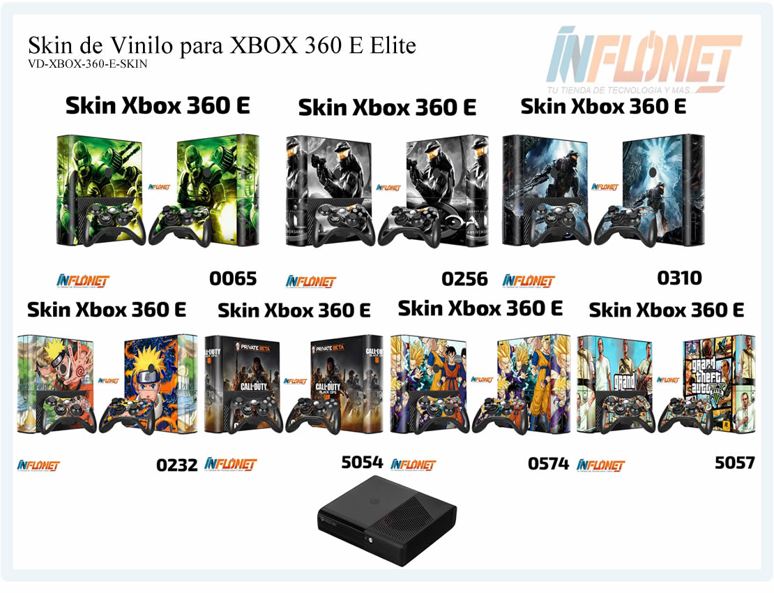 Skin o Calcomania de Vinilo Compatible con XBOX 360 E o Elite