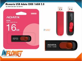 Memoria USB 16 GB ADATA C008 Negro-Rojo 2.0 Plastica