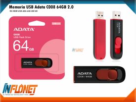 Memoria USB 64 GB ADATA C008 Negro-Rojo 2.0 Plastica
